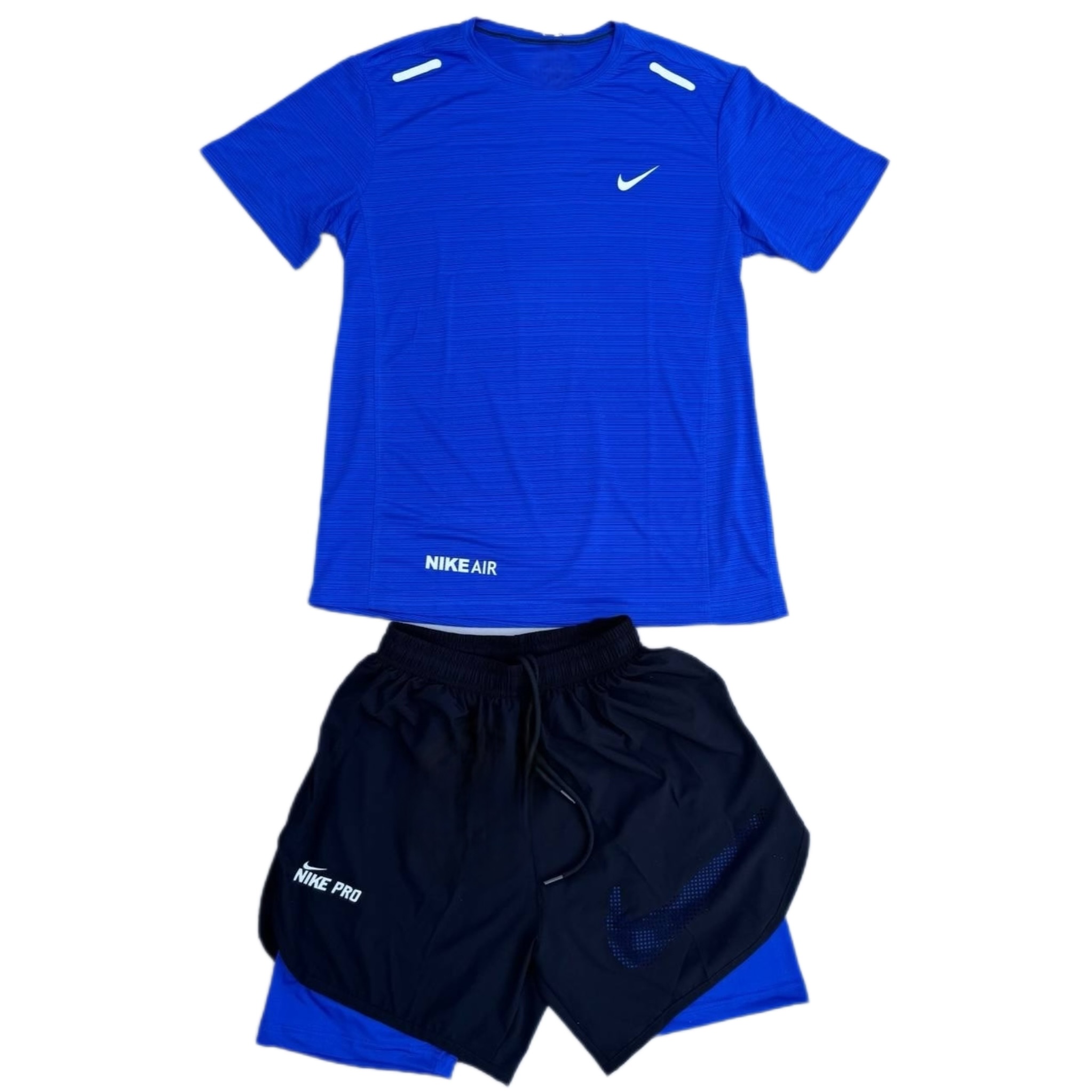 ست تیشرت شلوارک کشاله دار نایک آبی