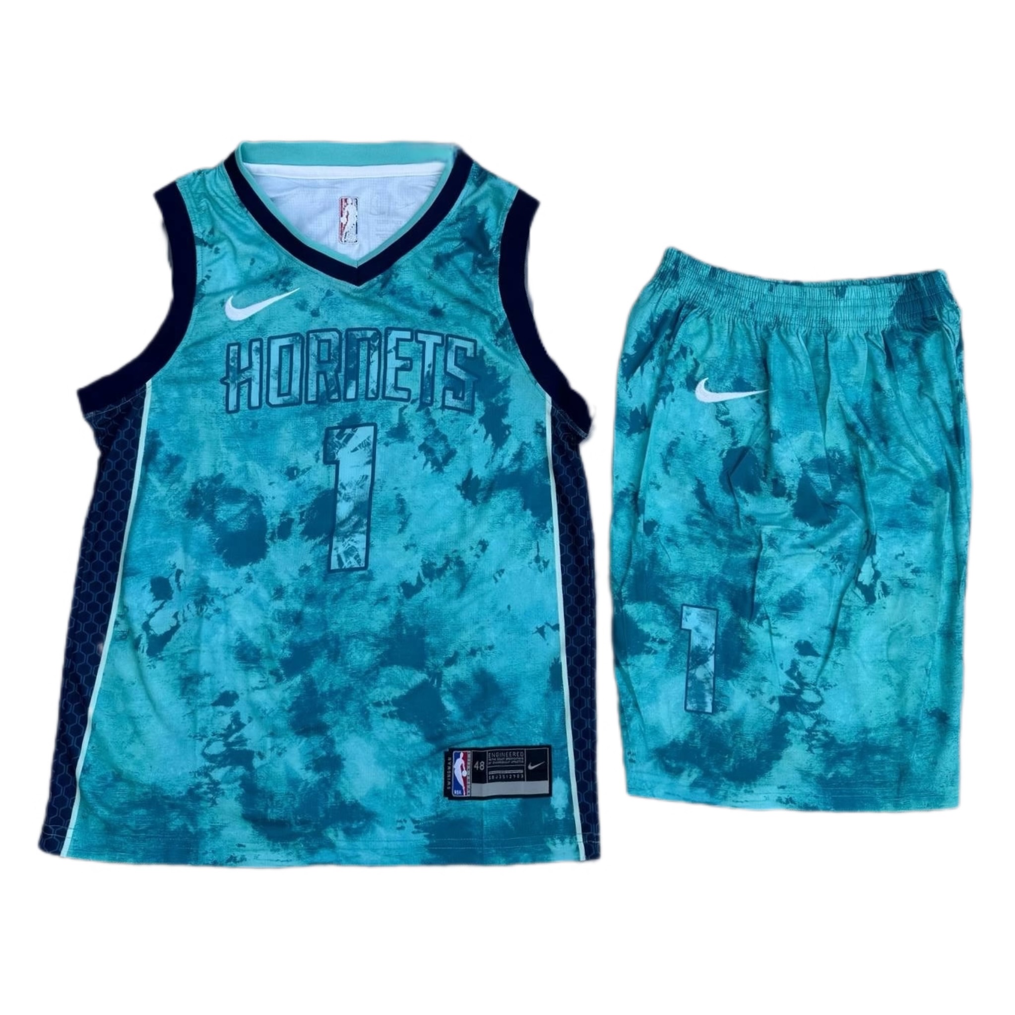 ست رکابی شلوارک بسکتبالی فیروزه ای هورنتس Hornets