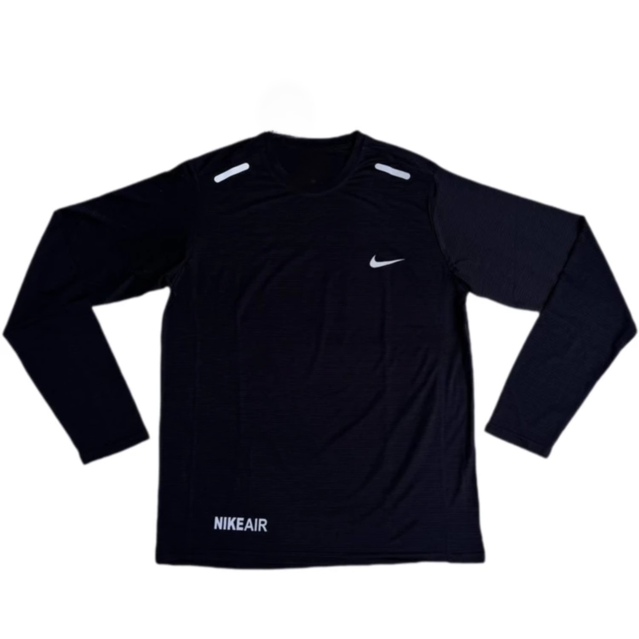 خرید تیشرت آستین بلند مشکی طوسی سفید کشی نایک ورزشی