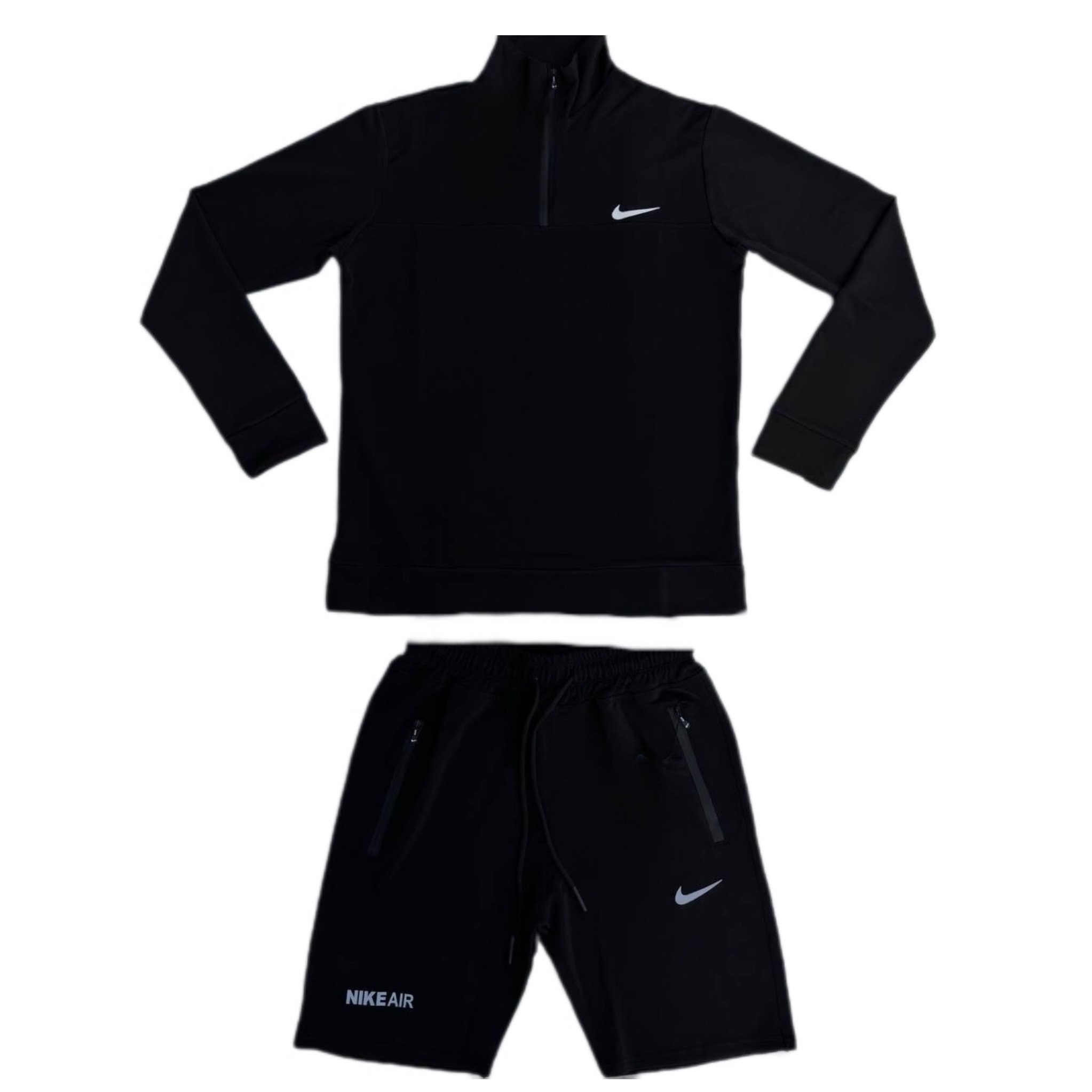 خرید ست سویشرت نیم زیپ شلوارک پارچه غواصی نایک اسپرت ورزشی